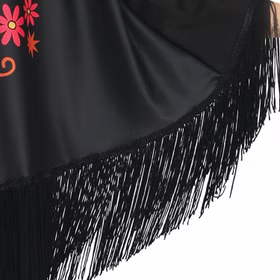 Halloween Kostüm Tag der Toten Poncho Day of the Death für Damen Nahaufnahme Poncho-Fransen von Vorne
