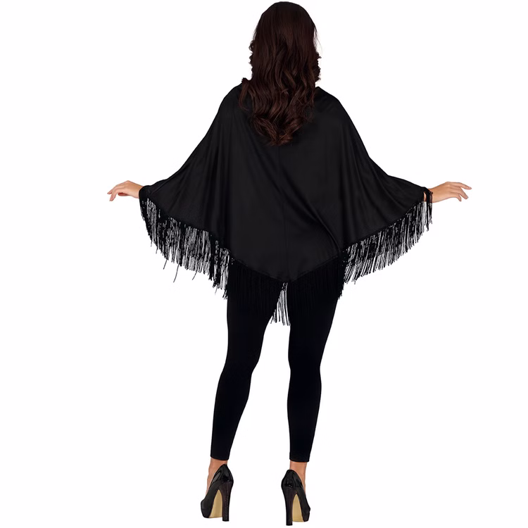 Halloween Kostüm Tag der Toten Poncho Day of the Death für Damen Gr. 38-40 Kostüm-Zubehör Fasching Karneval Mottoparty Halloween Kostüm Tag der Toten Poncho Day of the Death für Damen von Hinten