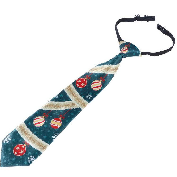 Lustige Krawatte mit Weihnachtsmotiv zu einem weißen Hemd von Vorne