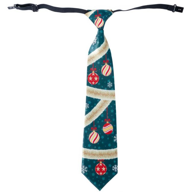 Lustige Krawatte mit Weihnachtsmotiv zu einem weißen Hemd von Vorne