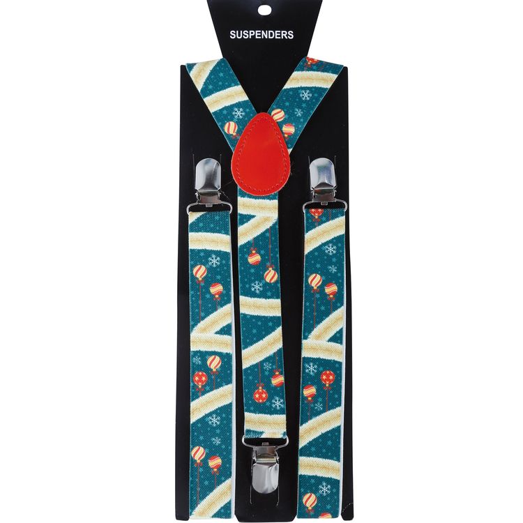 Hosenträger Weihnachten Tannengrün mit Weihnachtskugeln für Erwachsene