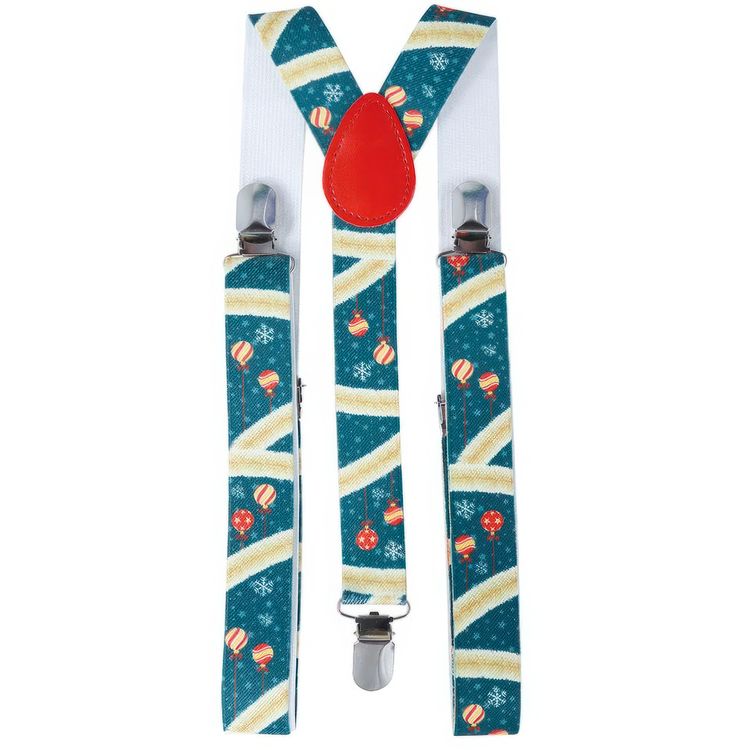 Hosenträger Weihnachten Tannengrün mit Weihnachtskugeln für Erwachsene