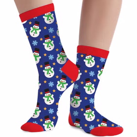 Weihnachtssocken mit Schneemann-Motiv für Kinder und Erwachsene Gr. 22-48 Blau Geschenkidee Advent Nikolaus Weihnachten Lustige Socken mit Schneemann-Motiv für Kinder und Erwachsene