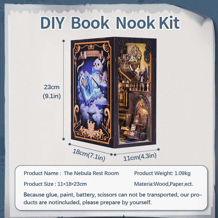 Book Nook Magic 350 Teile DIY 3D Miniatur Buchstütze mit LED-Licht Holzkunst Modell