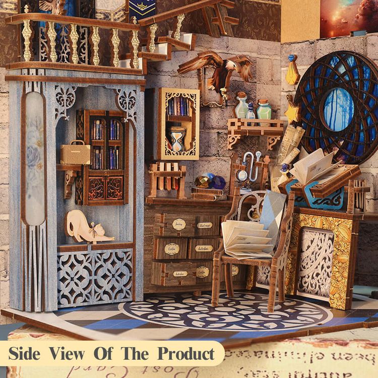 Book Nook Magic 350 Teile DIY 3D Miniatur Buchstütze mit LED-Licht Holzkunst Modell