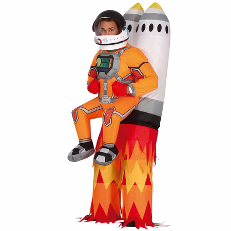 Astronauten Kostüm aufblasbare Rakete mit Astronaut Rocket Man für Herren Huckepack Fasching Karneval Mottoparty Astronauten Kostüm aufblasbare Rakete mit Astronaut Rocket Man für Herren von Vorne