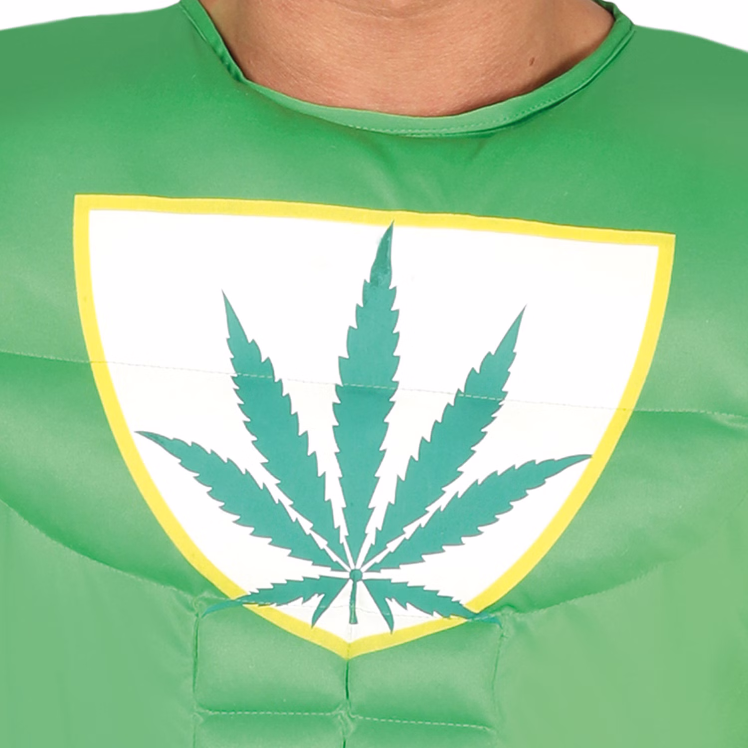 Cannabis Kostüm Marihuana Superheld für Herren Gr. L-XL grün Fasching Karneval Mottoparty Cannabis Kostüm Marihuana Superheld für Herren Detailaufnahme Hanfblatt