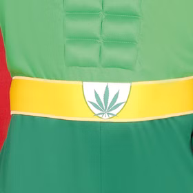 Cannabis Kostüm Marihuana Superheld für Herren Gr. L-XL grün Fasching Karneval Mottoparty Cannabis Kostüm Marihuana Superheld für Herren Detailaufnahme muskulöser Bauchbereich