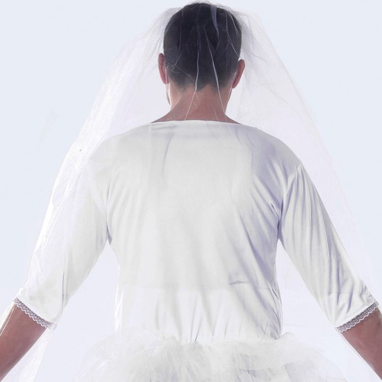 Männerballett Kostüm Braut mit Schleier JGA für Herren Männerballett Kostüm Braut mit Schleier für Herren von Vorne