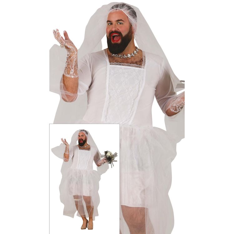 Männerballett Kostüm Braut mit Schleier JGA für Herren Männerballett Kostüm Braut mit Schleier für Herren von Vorne