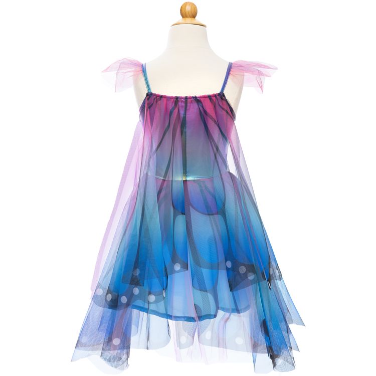 Schmetterling Kostüm Schwebender Bläuling mit Flügeln Blau-Lila für Kinder Schmetterling Kostüm Schwebender Bläuling mit Flügeln & Haarreif für Kinder auf der Wiese mit ausgebreiteten Flügeln von Vorne