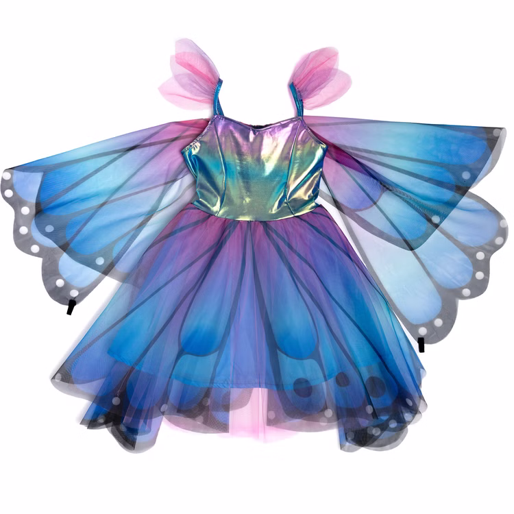 Schmetterling Kostüm Schwebender Bläuling mit Flügeln & Haarreif Blau-Lila für Kinder Gr. 98-128 Tier Tierkostüm Fasching Karneval Geburtstag Schmetterling Kostüm Schwebender Bläuling für Kinder von Vorne
