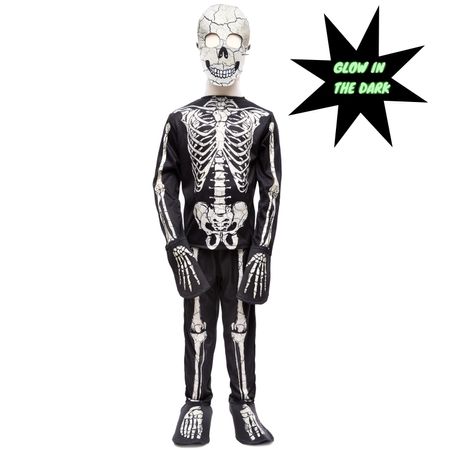 Halloween Skelett Kostüm Glow in the Dark mit Maske für Kinder
