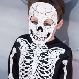 Halloween Skelett Kostüm Glow in the Dark mit Maske für Kinder Nahaufnahme Maske