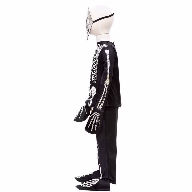 Halloween Skelett Kostüm Glow in the Dark mit Maske für Kinder Gr. 98-128 Halloweenkostüm Unisex Kinder Fasching Karneval Mottoparty Halloween Skelett Kostüm Glow in the Dark mit Maske für Kinder von der Seite