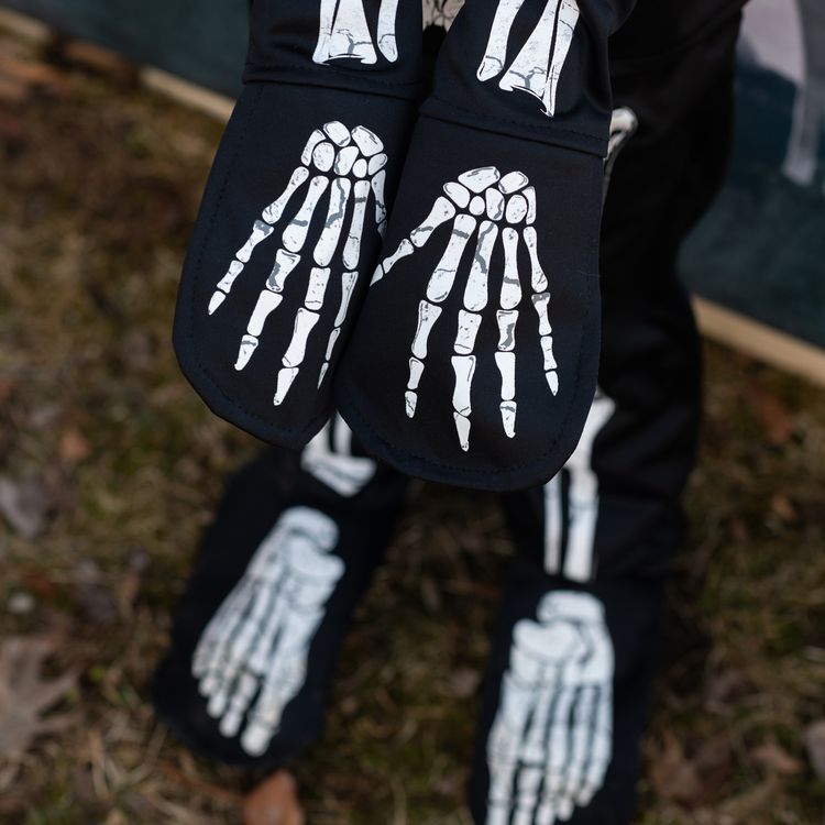 Halloween Skelett Kostüm Glow in the Dark mit Maske für Kinder Halloween Skelett Kostüm Glow in the Dark mit Maske für Kinder von Vorne mit Glow in the Dark Symbol