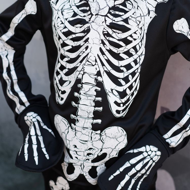 Halloween Skelett Kostüm Glow in the Dark mit Maske für Kinder Halloween Skelett Kostüm Glow in the Dark mit Maske für Kinder von Vorne mit Glow in the Dark Symbol