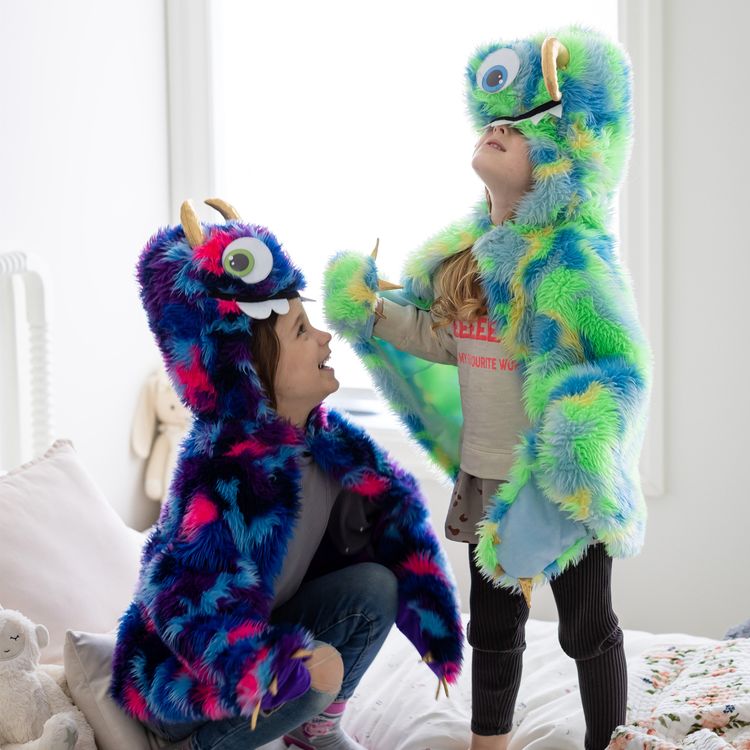 Monster Kostüm Crazy Shrek Grün-Blau für Kinder 4-6 Jahre Halloween