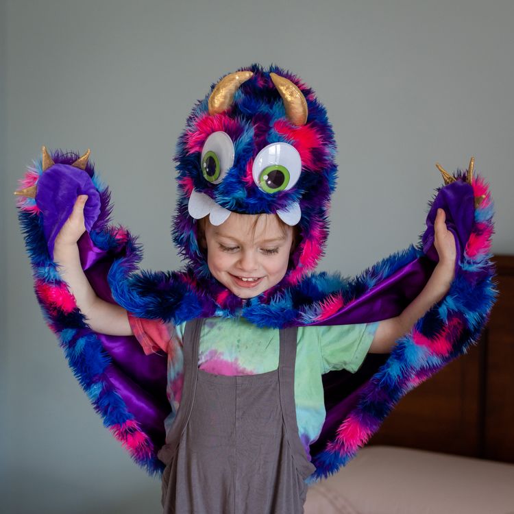 Monster Kostüm Crazy Sulley mit Wackelaugen für Kinder 4-6 Jahre Halloween