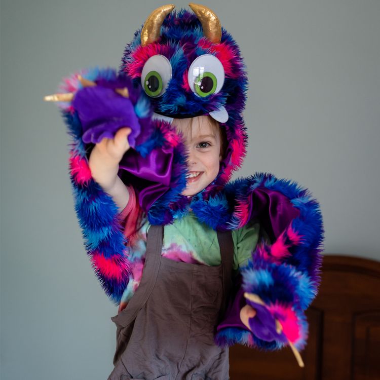 Monster Kostüm Crazy Sulley mit Wackelaugen für Kinder 4-6 Jahre Halloween