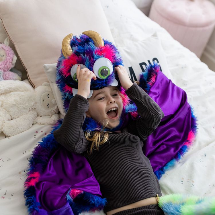 Monster Kostüm Crazy Sulley mit Wackelaugen für Kinder 4-6 Jahre Halloween
