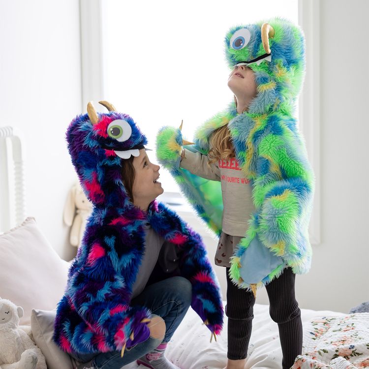 Monster Kostüm Crazy Sulley mit Wackelaugen für Kinder 4-6 Jahre Halloween
