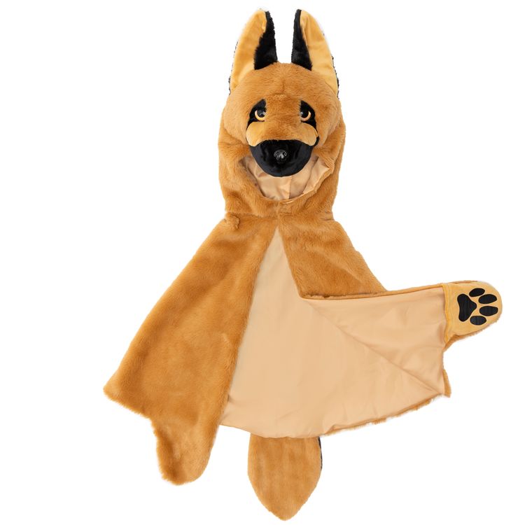 Hunde Kostüm Schäferhund Buddy für Kinder Hunde Kostüm Schäferhund Buddy für Kinder von Vorne auf einer grünen Wiese mit Schäferhund an der linken Seite