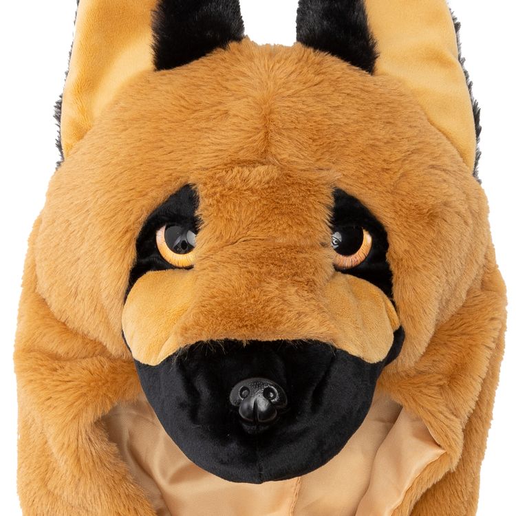 Hunde Kostüm Schäferhund Buddy für Kinder Hunde Kostüm Schäferhund Buddy für Kinder von Vorne auf einer grünen Wiese mit Schäferhund an der linken Seite