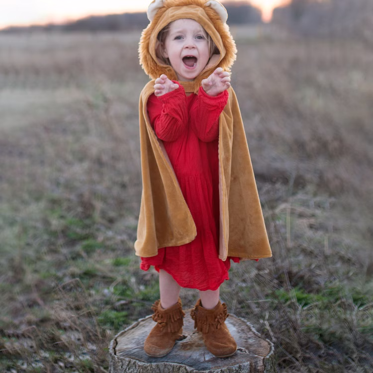 Löwen Kostüm Lio Cape mit Kapuze für Kinder 2-3 Jahre Tierkostüm Tier Fasching Karneval Mottoparty Rollenspiel Geburtstag Löwen Kostüm Lio Cape mit Kapuze für Kinder von Vorne