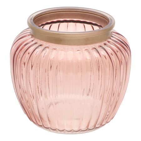 Vase Rosa 14,5 x 13 cm Glasvase Kerzenhalter Tisch-Deko Hochzeit Geburtstag