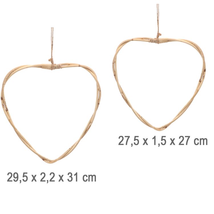 Rattan-Herzen 2 Stück 29 und 27 cm Kranz zum Dekorieren & Basteln Deko Hochzeit