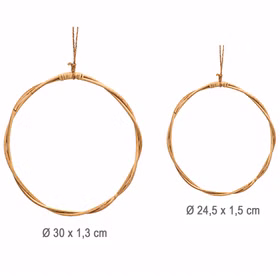 2er-Set Rattan-Kranz mit Maßangaben.
