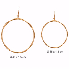 Rattan-Kranz rund 2er Set 40 & 35 cm Natur Deko zum Basteln Boho Vintage Bastelbedarf SALE Hochzeit Dekoration Bastelmaterial Türdeko Geschenk 2er-Set Rattan-Kranz mit Maßangaben.