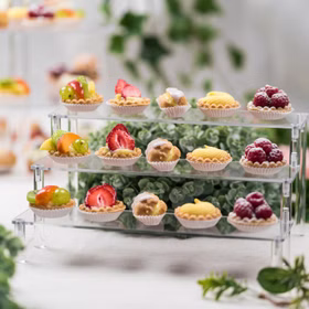 Tortenständer Cupcake Treppe 3-stufig transparentes Acrylglas Geburtstag Deko