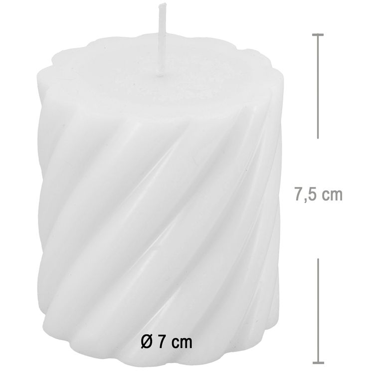 Stumpenkerze mit Zopfmuster Kerzen-Deko in Pastell 7 x 7,5 cm Brenndauer 26 h