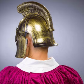 Römerhelm Bronzefarben aus Hartplastik für Erwachsene Kostüm-Zubehör Kopfbedeckung Helm Antike Legionär Fasching Karneval Mottoparty St. Martin Bronzefarbener Römerhelm für Herren von Hinten