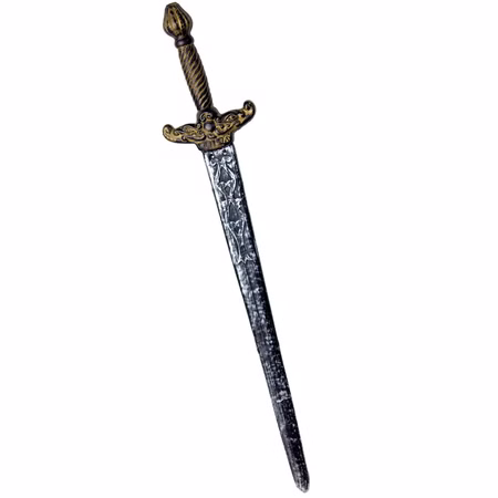 Ritter Schwert 86 cm lang mit Goldgriff und silberfarbener Klinge Kostüm-Zubehör Fasching Karneval Mottoparty Ritter Schwert mit Goldgriff und silberfarbener Klinge