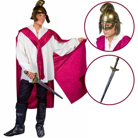 Sankt Martin Kostüm für Herren Deluxe mit teilbarem Umhang Helm und Schwert