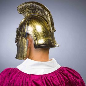 Sankt Martin Kostüm für Herren Deluxe mit teilbarem Umhang Helm und Schwert von Vorne