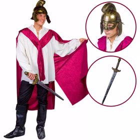 Sankt Martin Kostüm für Herren Deluxe mit teilbarem Umhang Helm und Schwert Einheitsgröße Fasching Karneval Mittelalter Mottoparty Laternenumzug St. Martin Martinsfest Sankt Martin Kostüm für Herren Deluxe mit teilbarem Umhang Helm und Schwert von Vorne