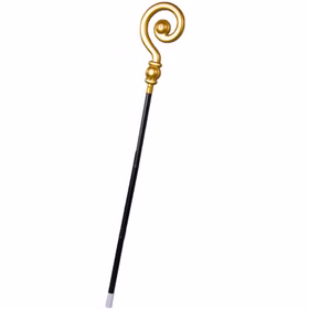 Bischofsstab Gold Schwarz Krippenspiel 126 cm lang 4-tlg. steckbar für Kinder & Erwachsene Weihnachten Kostüm-Zubehör Hirte Bischof Weihnachtsmann Bischofsstab Gold Schwarz für Kinder und Erwachsene seitlich von Vorne