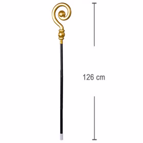 Bischofsstab Gold Schwarz Krippenspiel 126 cm lang 4-tlg. steckbar für Kinder & Erwachsene Weihnachten Kostüm-Zubehör Hirte Bischof Weihnachtsmann Bischofsstab Gold Schwarz für Kinder und Erwachsene von der Seite mit Maßangaben 126 cm lang