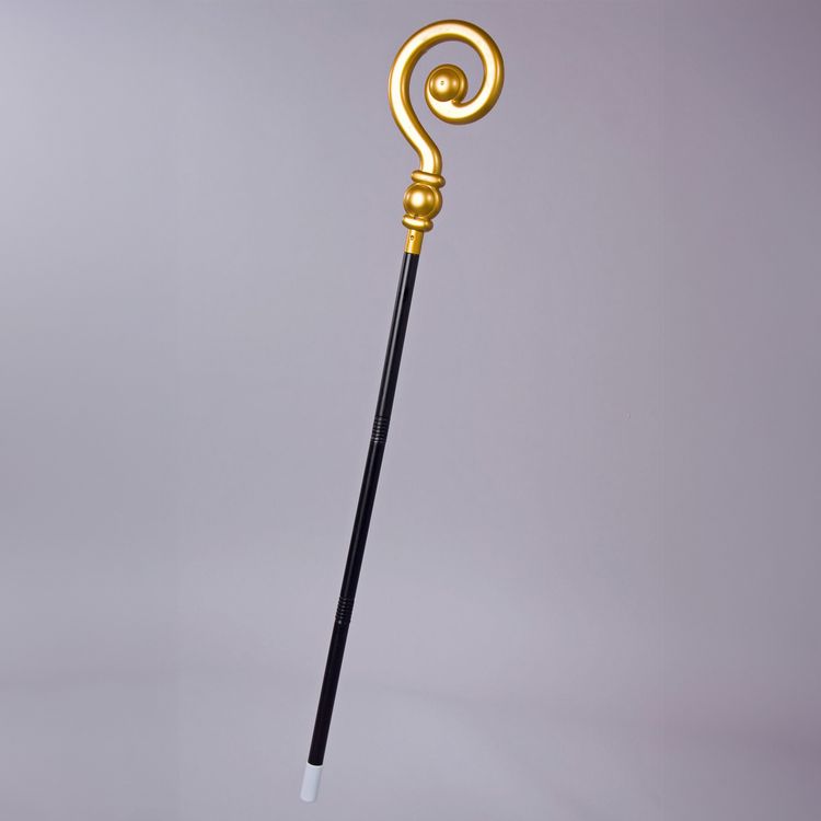 Bischofsstab Gold Schwarz 126 cm lang 4-tlg. steckbar für Kinder & Erwachsene Bischofsstab Gold Schwarz für Kinder und Erwachsene seitlich von Vorne