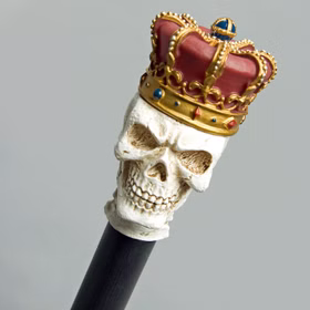 Gehstock mit Totenkopf & Krone 89 cm lang zum Zusammenstecken für Erwachsene