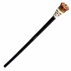 Gehstock mit Totenkopf & Krone 89 cm lang zum Zusammenstecken für Erwachsene