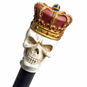 Gehstock mit Totenkopf & Krone 89 cm lang zum Zusammenstecken für Erwachsene