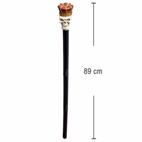 Gehstock mit Totenkopf & Krone 89 cm lang zum Zusammenstecken für Erwachsene