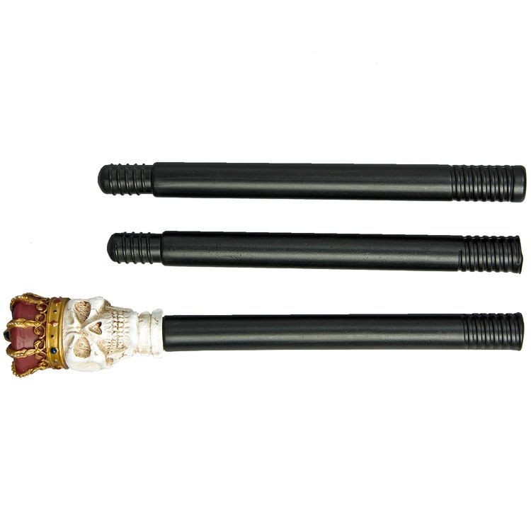 Gehstock mit Totenkopf & Krone 89 cm lang zum Zusammenstecken für Erwachsene Gehstock mit Totenkopf & Krone 89 cm lang zum Zusammenstecken für Erwachsene