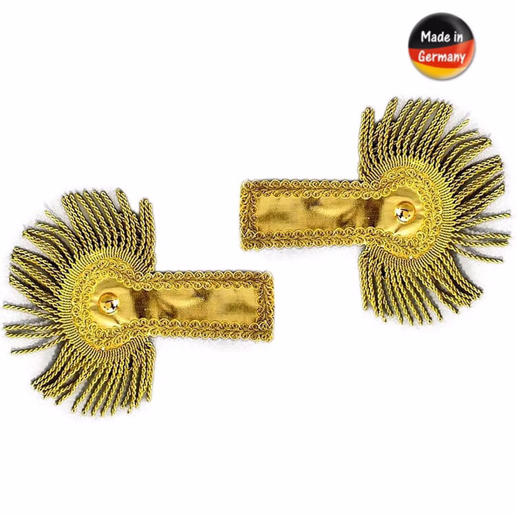 Schulterklappen Epauletten 2 Stück Gold 27 x 18 cm Kostüm-Zubehör für Erwachsene Kostüm-Zubehör Uniform Garde Fasching Karneval Mottoparty Schulterklappen Epauletten 2 Stück Gold für Erwachsene von Oben mit Logo made in Germany