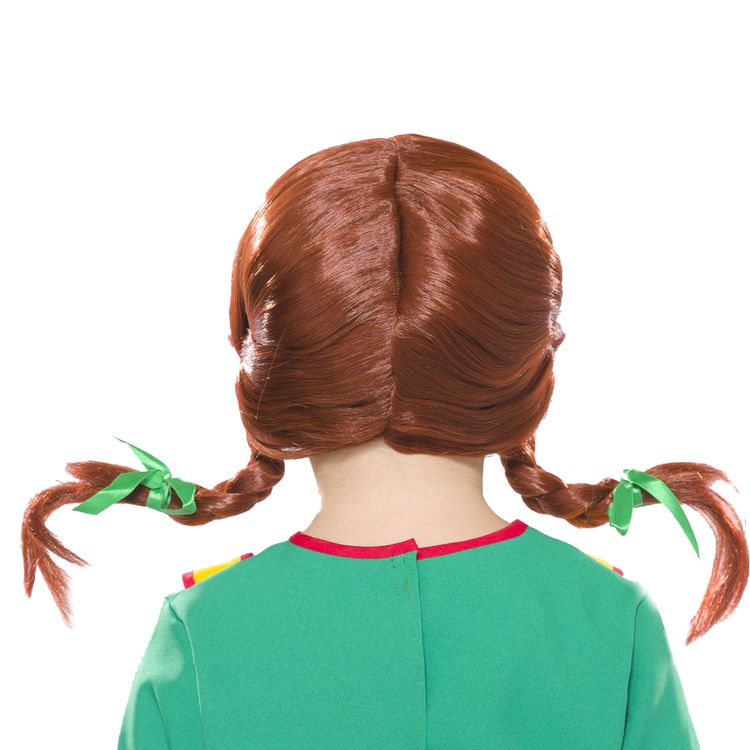 Perücke Dunkelrot Frechdachs mit seitlichen Zöpfen Drahteinlage für Kinder Perücke Rot mit seitlichen geflochtenen Zöpfen für Kinder von Vorne